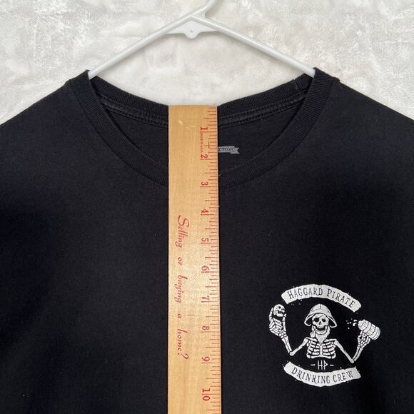 LG Haggard Pirate Short Sleeve Black Tee T Shirt "Drinking Crew" Pirate Sailor - Picture 5 of 9